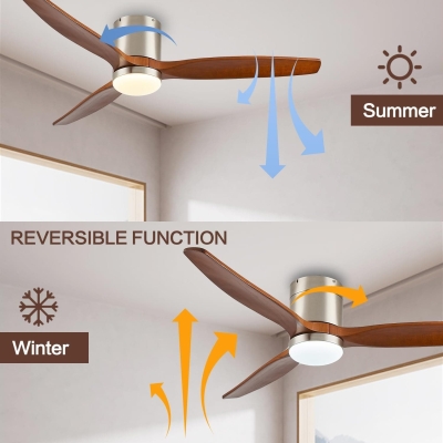 52 in. Low Profile Ceiling Fan with Light and Remote Control, Reversible Quiet Flush Mount Ceiling Fan, Contemporary Ceiling Fan with Light