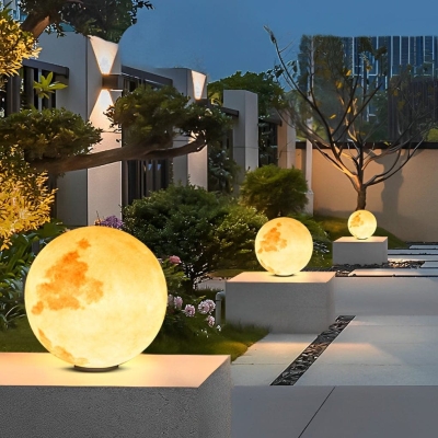 Solar-Powered Lunar Garden Light, Hand-Painted Resin, Rustproof &amp; Waterproof, Adjustable Colors with Remote Control for Fence, Deck, Lawn &amp; Villa