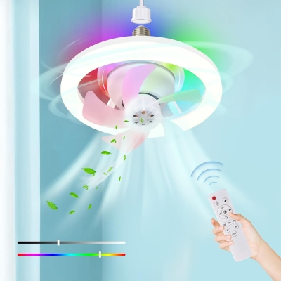 10 in. Dimmable RGB Socket Fan Light with Remote Control, Rotatable Bedroom Ceiling Fans with Lights, Bedroom Ceiling Fans Kids Room Party