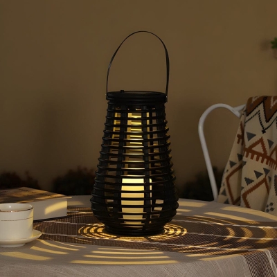 Elegant PVC Solar Outdoor Lantern with Weaving Technology, Perfect for Patios, Gardens, and Pathways, Warm Glow and Charming Hollow Pattern