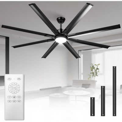 72 in. Black Modern Large Ceiling Fan with Light Remote, Stylish Ceiling Fans, Industrial Contemporary Ceiling Fans for Bedroom Living Room