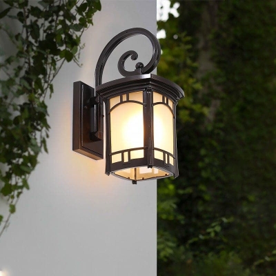 Retro Traditional Style Outdoor Wall Lights with Die-Cast Aluminum and Glass Shade, Energy Efficient LED, Frosted or Striped Options