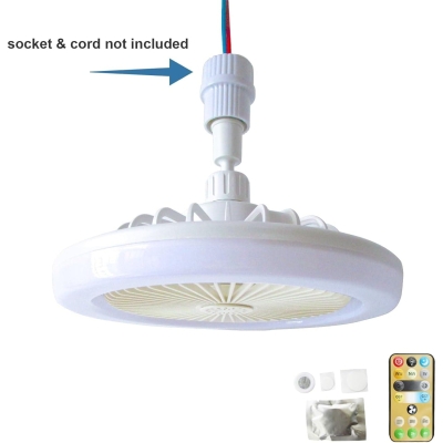 10 in. Enclosed Light Socket Fan with Universal Joint and Chamber for Aromatherapy Tablets, Mini Ceiling Fan Light with Remote