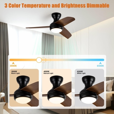 Small Flush Mount Ceiling Fans with Light and Remote, Indoor Outdoor Dimmable Reversible Quiet Ceiling Fans for Bedroom Kitchen Patio