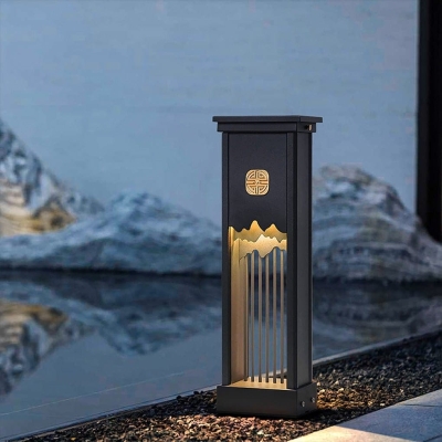 Retro Outdoor LED Pathway Light with Mountain Scenery Design, Durable Stainless Steel and Aluminum Body, Ideal for Garden, Lawn, Fence, and Patio Decor