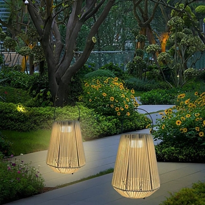 Durable Solar-Powered Rattan Garden Lanterns with 180&deg; Rotatable Handle &acirc;&euro;?Automatic Day/Night Operation, Long Battery Life, Weather-Resistant