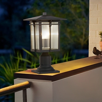 Durable Die-Cast Aluminum Outdoor Lamp Post Lights, Rustproof, Waterproof, Retro Classic Design with Striped Glass for Garden, Yard, Path