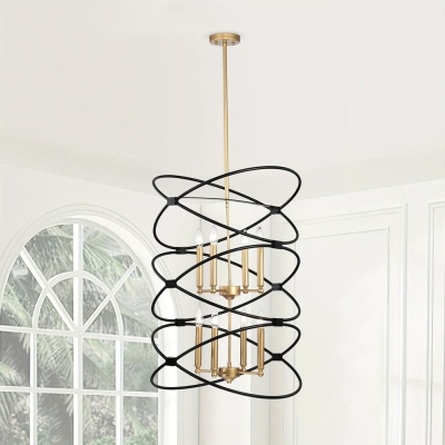 Black Dimmable 2-Layer Ceiling Pendant Light for Living Room Bedroom Dining Room