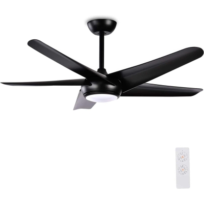52 in. Ceiling Fan, Indoor Outdoor Ceiling Fan with Light, Black Ceiling Fan with Remote, Reversible Minimalist Ceiling Fan for Patio Bedroom Living Room