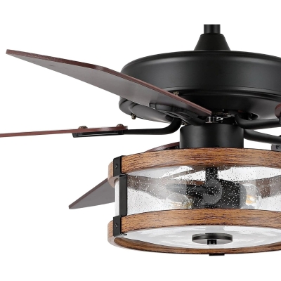 52 in. Rustic Industrial Ceiling Fans with APP Remote Control, Farmhouse Modern Mid-Century LED Ceiling Fan for Living Room Kitchen Living Room
