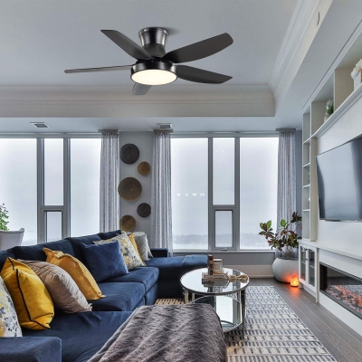 42 in. Low Profile Flush Mount Ceiling Fan with Light Remote Control, Small Ceiling Fan for Living Room Bedroom Dining Room