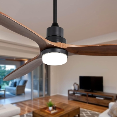 60 in. Farmhouse Ceiling Fan with Light Remote Control, 3 Wood Blade Reversible DC Ceiling Fan, Indoor Outdoor Contemporary Fan for Patio Bedroom