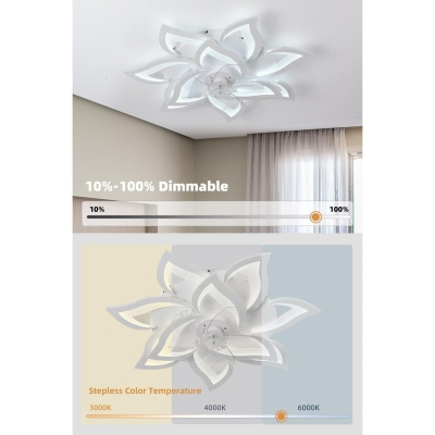 32 in. White Remote Control Ceiling Fan and Light, Modern Low Profile Flush Mount Ceiling Fan, Dimmable Energy Efficient Ceiling Fans