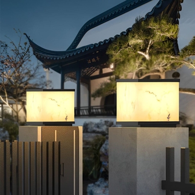 Rustproof Die-Cast Aluminum Solar Fence Post Lights with Marbled Lampshade for Garden, Gatepost, Courtyard, and Fence, Waterproof &amp; Dustproof