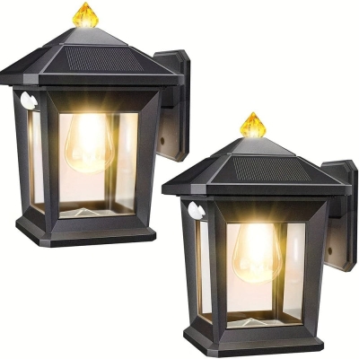 Outdoor Solar Wall Light, Waterproof Outdoor Vintage Black Wall Motion Sensor Light, Outdoor Villa Night Light for Exterior Porch Patio Garage Patio