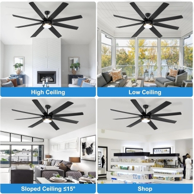 70 in. Black Indoor Outdoor Large Ceiling Fans with Remote Control, Reversible Dimmable Modern Industrial Contemporary Ceiling Fans for Living Room Patio