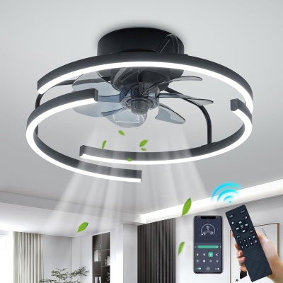 Modern Ceiling Fan with Remote Control, Low Profile Flush Mount Ceiling Fan for Bedroom Living Room Dining Room Kitchen