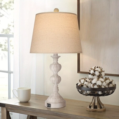 Vintage Large White Resin Table Lamp Desk Lamp for Living Room Bedroom Hotel Villa Decoration