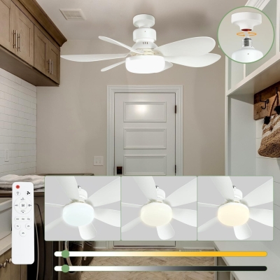 Socket Remote Control Ceiling Fan and Light, Dimmable LED Ceiling Fan for Bedroom, Kitchen and Small Rooms, Garage Ceiling Fan