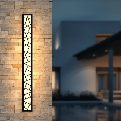 Modern Outdoor Wall Light, LED Long Rectangular Linear Wall Light, Outdoor Waterproof Hollow Carving Design Long Wall Light
