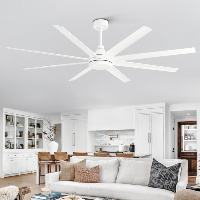 72 in. Large Ceiling Fans without Lights, Reversible Quiet Ceiling Fans with Remote, White Contemporary Industrial Style Ceiling Fans for Living Room