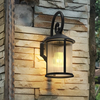 Elegant Industrial Vintage Outdoor Wall Light with Clear Glass Shade, Sturdy Aluminum for Porch, Garage, Garden, and More