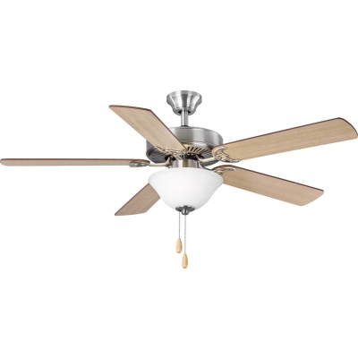 52 in. Modern 5 Blade Ceiling Fan with White Head Light Kit, Pull Chain