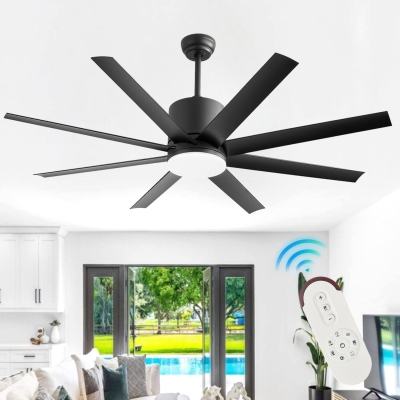 60 in. Modern Ceiling Fan with Light for Bedroom Living Room, Outdoor Ceiling Fans for Patio Porch, 8 Blades Reversible Quiet Ceiling Fans