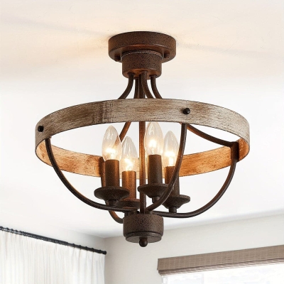 4-Light Farmhouse Semi Flush Mount Light for Dining Room Kitchen Island Living Room