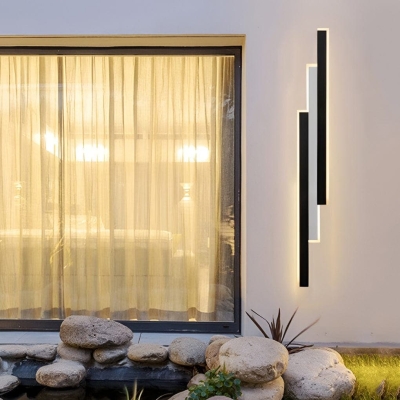 Durable Waterproof Outdoor Wall Light with 3 Rectangular Strips for Patio, Porch, Garden, and Garage, Available in Black and White