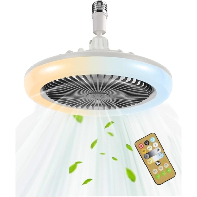 10 in. Enclosed Bladeless Ceiling Fan with Light and Remote, Screw In Wireless Ceiling Fan Light, Mini Dimmable Ceiling Fan for Garage Hallway