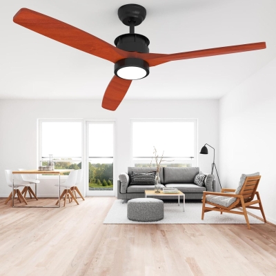 52 in. Ceiling Fan with 3 Blades, Wood Ceiling Fan with LED Lights and Remote Control, Modern Cooling Ceiling Fan for Living Room Bedroom Office Patios
