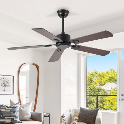 52 in. Ceiling Fans without Lights, Wood Low Profile Ceiling Fan with Remote, Smart Modern Reversible Ceiling Fan with Smart Timing for Indoor Outdoor Use