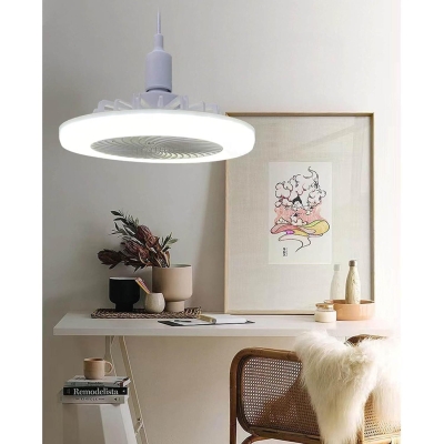 Indoor Bladeless Socket Ceiling Fan with Light and Remote, Enclosed Ceiling Fan for Bedroom Living Room, Bathroom Ceiling Fan with Light