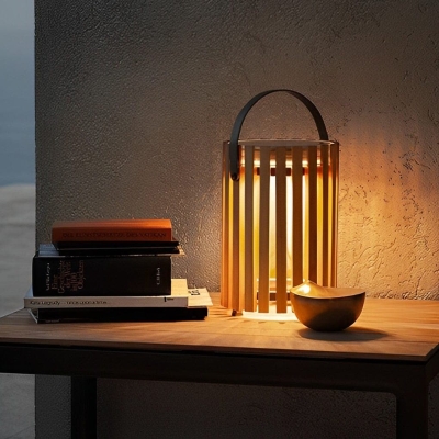 Durable Solar Floor Lamp with Automatic Charging, Waterproof Wooden Garden Light with Aluminum Handle for Patio, Lawn, and Aisle
