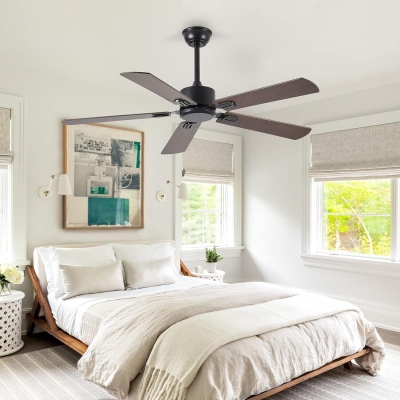52 in. Ceiling Fans without Lights, Wood Low Profile Ceiling Fan with Remote, Smart Modern Reversible Ceiling Fan with Smart Timing for Indoor Outdoor Use