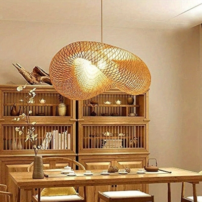 Bamboo Pendant Light, Nest Shape Pendant Light, Hanging  Ceiling Lighting Fixture for Living Room Bedroom Restaurant Cafe