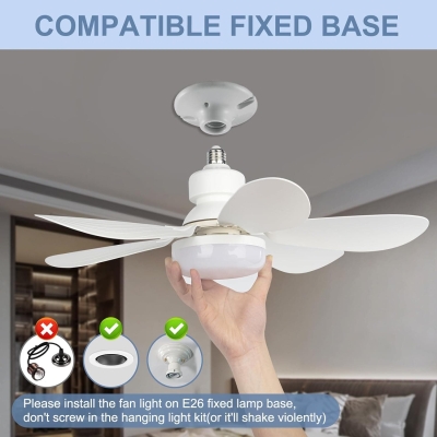 Socket Ceiling Fan Light with Remote, Screw In Wireless Ceiling Fan for Garage, Indoor Ceiling Fan for Kitchen Bedroom Living Room Laundry Room Balcony