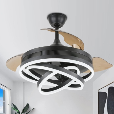 42 in. Retractable Ceiling Fan, Reversible Remote Control Ceiling Fan with Light for Living Room Bedroom Dining Room