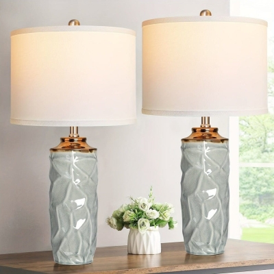 Set of 2 LED Table Lamp for Bedroom Living Room, Modern Coastal Ceramic Bedside Lamp for NightStand End Table Home Decor with 3-Color Temperature