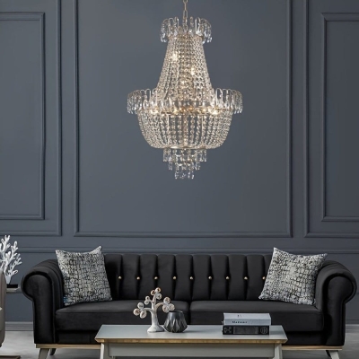 Modern Crystal Chandelier, 4-Light Empire Hanging Ceiling Light Fixture
