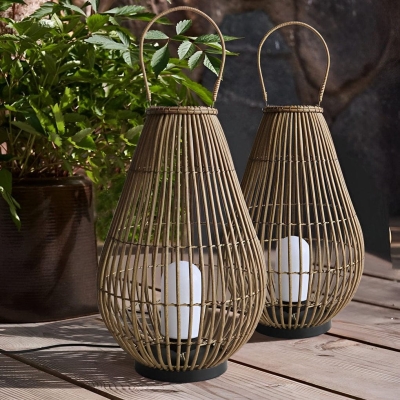 Durable Iron and Rattan Outdoor Lantern with Handle, Waterproof, Portable, and Stylish Lighting for Indoor and Outdoor Spaces