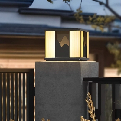 Elegant Stainless Steel Fence Post Lights, Solar &amp; Wired Options, Waterproof, Rustproof, Mountain Scenery Design for Outdoor Decor