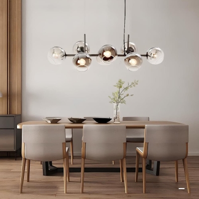 8-Light Mid Century Modern Linear Bubble Glass Chandelier Pendant Light Fixture for Home Living Room Bar for Living Room Bar Restaurant