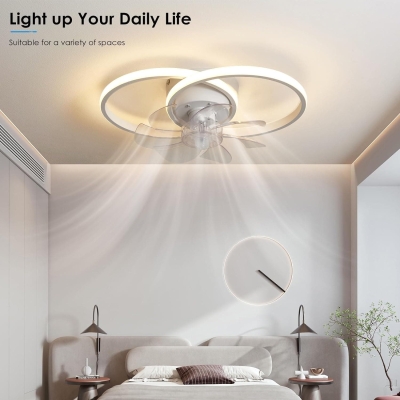 White Modern Low Profile Ceiling Fan with Light and Remote APP Control, Reversible Dimmable LED Ceiling Light Fan for Living Room Bedroom Kitchen