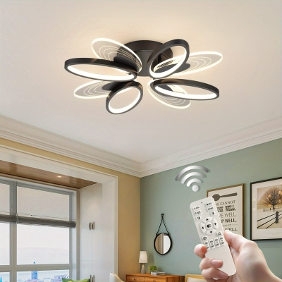 Butterfly-Shaped Black LED Flush Mount Light, 8-Light Dimmable Modern Ceiling Light Fixture for Bedroom Living Dining Room Hallway