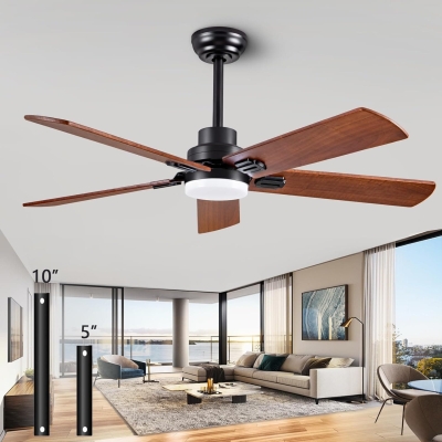 52 in. Walnut Ceiling Fan with Remote Control for Bedroom Living Room, Outdoor Farmhouse Modern Reversible Ceiling Fan for Patio