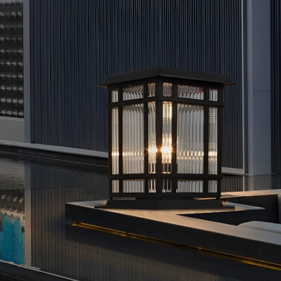 Durable Die-Cast Aluminum Solar Post Lamp with High-Efficiency Solar Panels and Creative Glass Lampshade for Bright, Warm Outdoor Lighting