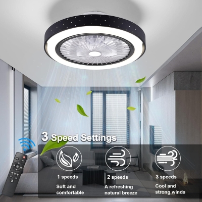 Bedroom Ceiling Fans with Lights, Bladeless Low Profile Remote Control Enclosed Ceiling Fan, Small Flush Mount Fan
