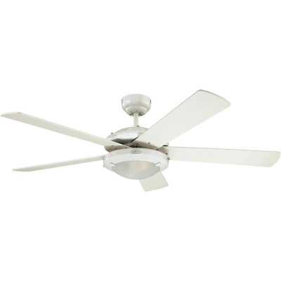 52 in. White Indoor Ceiling Fan with Light, Modern Ceiling Fan with Light